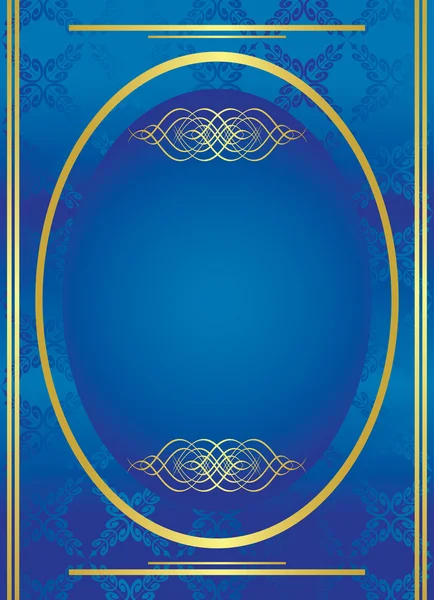 Vecteur vertical bleu doré avec cadre ovale — Image vectorielle