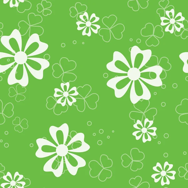 Векторно-зеленый бесшовный рисунок с флорой — стоковый вектор