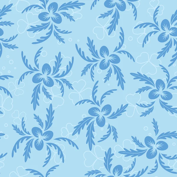 青い植物と花のシームレスなテクスチャをベクトルします。 — ストックベクタ
