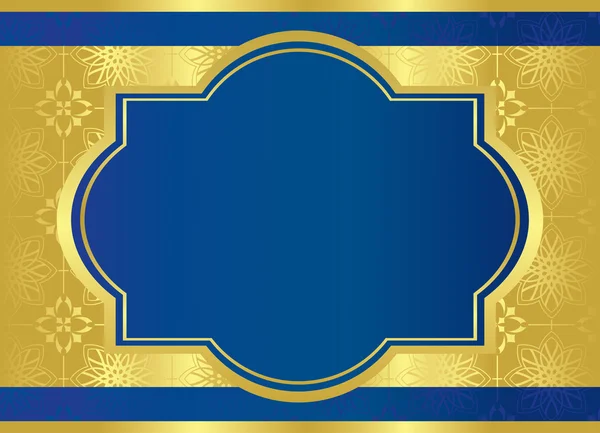 Cartão azul vetorial com moldura dourada central —  Vetores de Stock