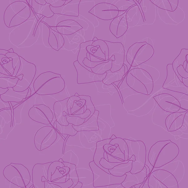 Vector violet seamless pattern with roses — Stock Vector