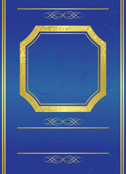ゴールド フレーム ベクトルの青いカード — ストックベクタ