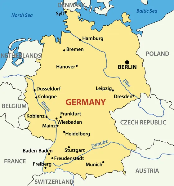 Vector εικονογράφηση - χάρτη της Γερμανίας. — Διανυσματικό Αρχείο