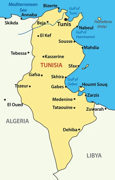 Vektör çizim - Tunus Haritası. — Stok Vektör