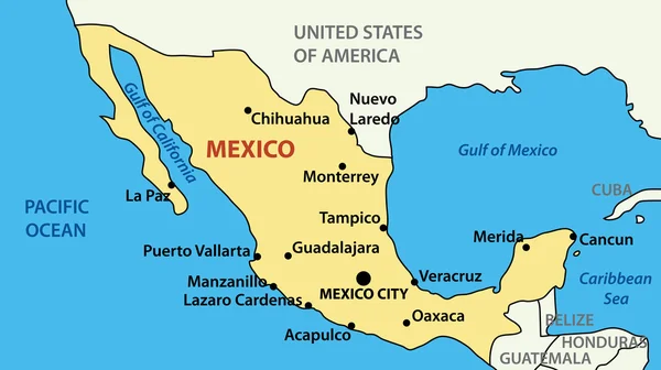 벡터 일러스트 레이 션-미국 멕시코의 지도 — 스톡 벡터