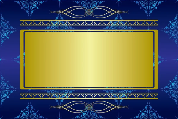 Tarjeta Vector azul oscuro con decoraciones doradas — Vector de stock