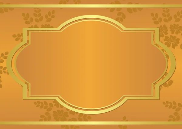 Orange Karte mit goldenem Rahmen - Vektor — Stockvektor