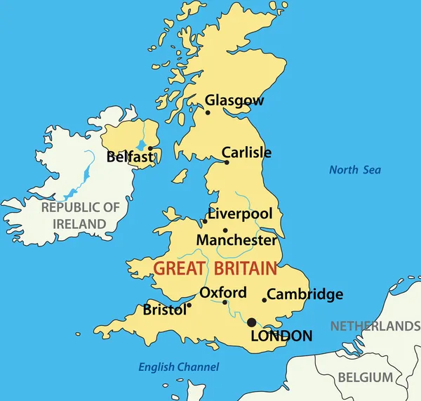 Illustration vectorielle - carte du Royaume-Uni de Grande-Bretagne — Image vectorielle