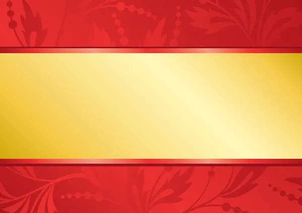 Cartão vermelho vetorial com centro dourado — Vetor de Stock