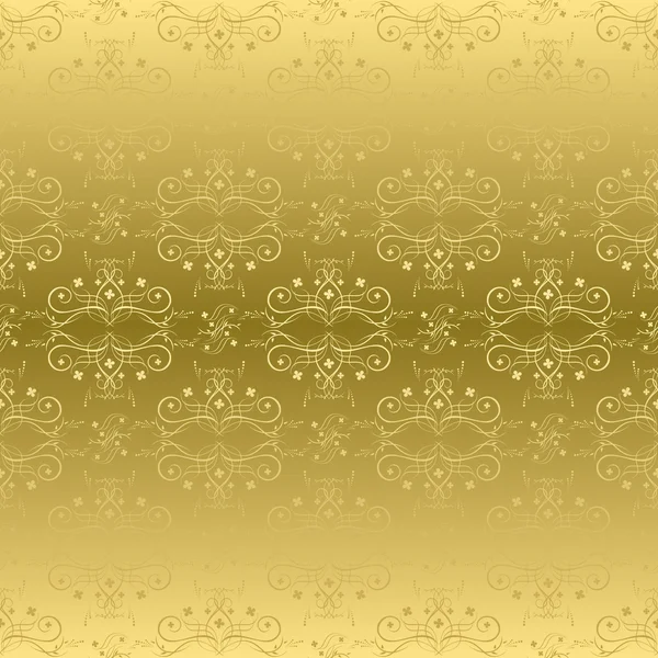 フローラとシームレスなパターンをベクトルの黄金 — ストックベクタ