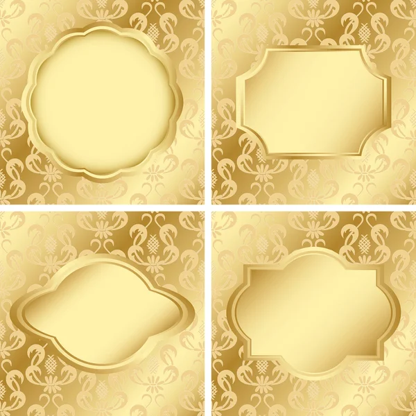 Set of vector cards with golden texture — Stock Vector