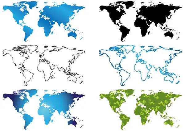 Conjunto de mapas vectoriales del mundo — Vector de stock