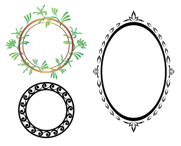 Набір - векторні овальні та круглі кадри — стоковий вектор