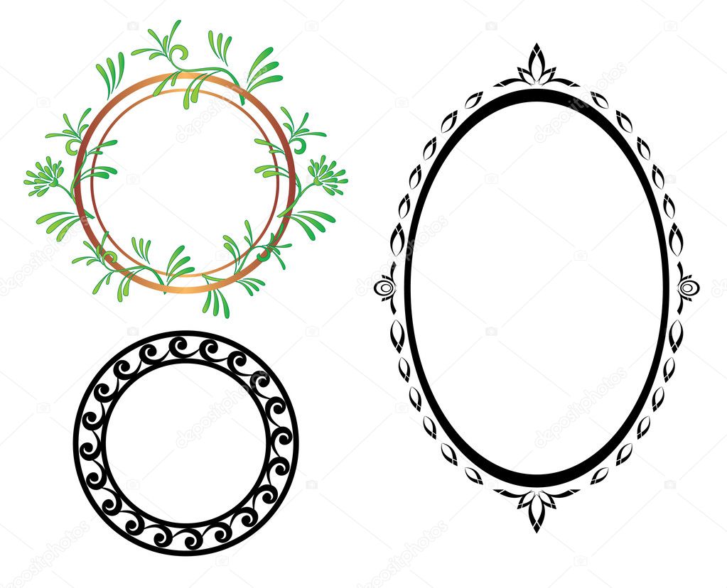 Set - vector oval and round frames