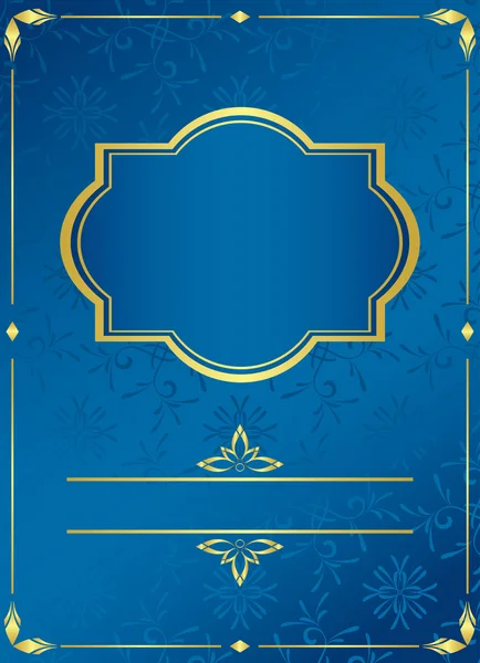 Blue card with golden frame - vector — Stock Vector
