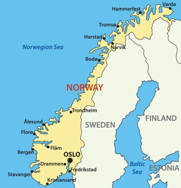 Vector map - Norway clipart