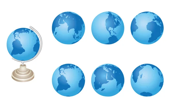 Set - vector globos azules de la Tierra — Archivo Imágenes Vectoriales