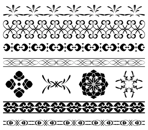 Set - bordures noires vectorielles pour la décoration — Image vectorielle