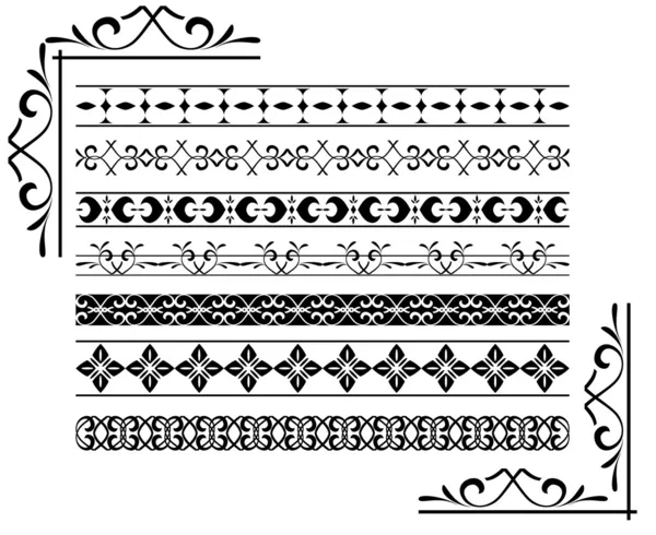 Conjunto - vector negro bordes decorativos — Archivo Imágenes Vectoriales