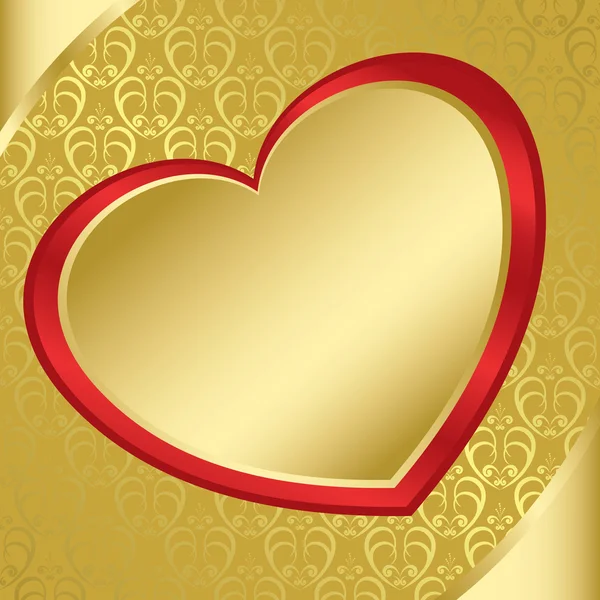Серце на золотому візерунку - eps — стоковий вектор