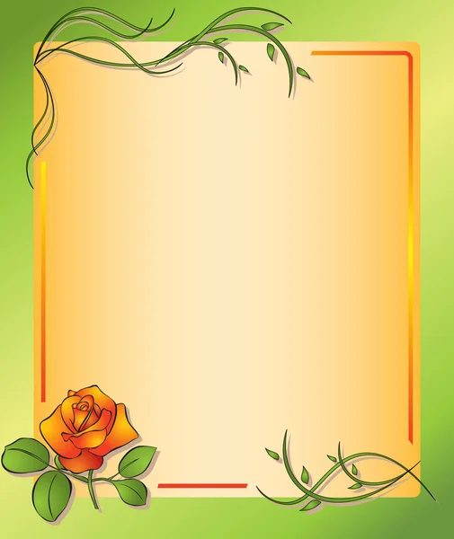 Květinové rám s růží - vektor — ストックベクタ