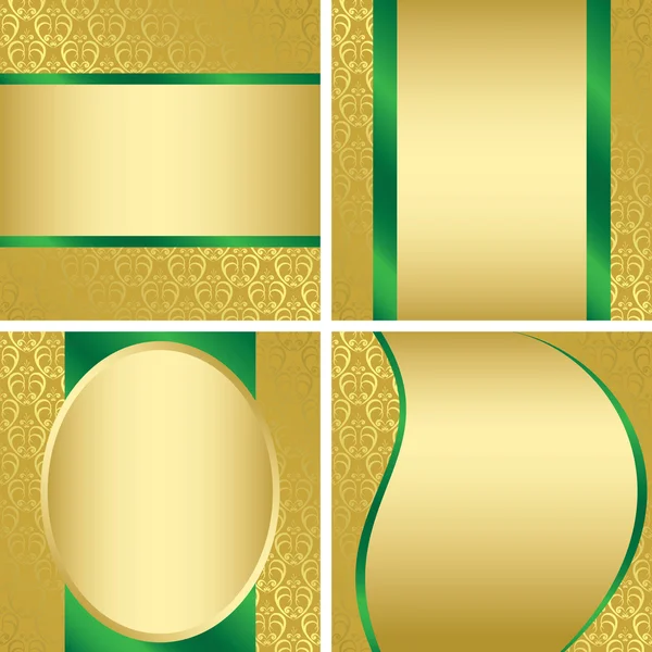 Carte decorative dorate - set - vettore — Vettoriale Stock
