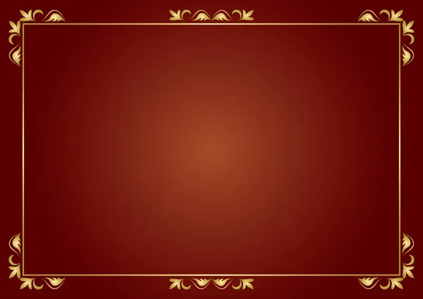 Vector golden frame on brown background — Stock Vector