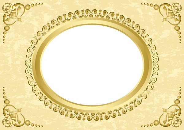 Vector oval frame on beige grunge background — Stock Vector