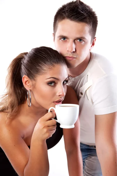 Dricka te man och kvinna — Stockfoto