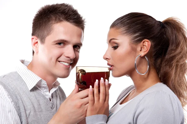 Boire du thé homme et femme — Photo