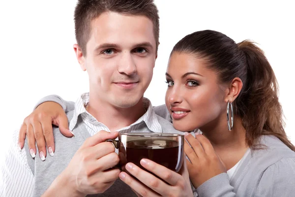 Drinken thee man en vrouw — Stockfoto