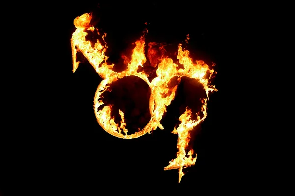 Female and male symbols in fire — Stock Photo, Image