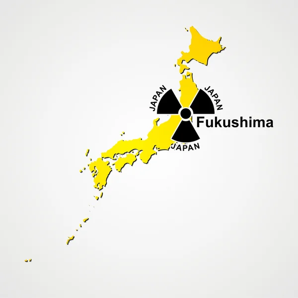 Japan und Zeichen für Strahlung — Stockvektor