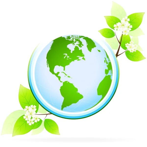 Green planet ikonen — Stock vektor