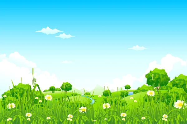 Paysage vert avec arbres — Image vectorielle