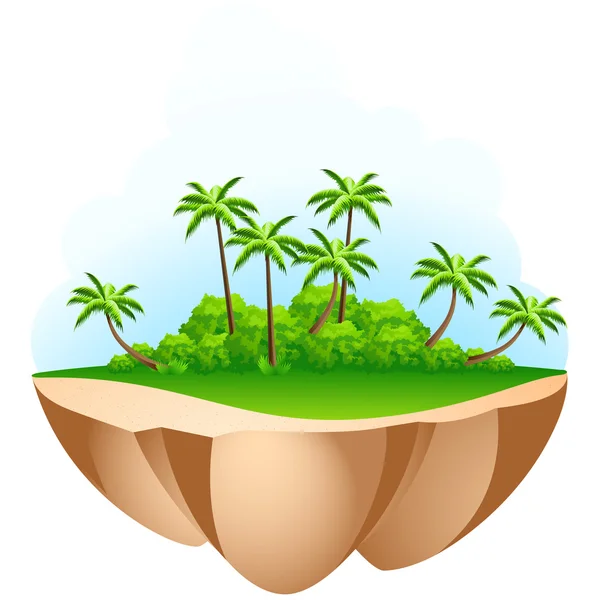 Ilha de árvore de palma verde — Vetor de Stock