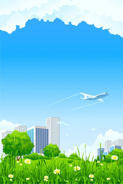 Green city background — Stock Vector
