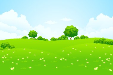 Green Landscape with trees clipart