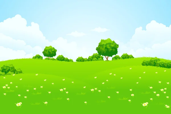 Paesaggio verde con alberi — Vettoriale Stock