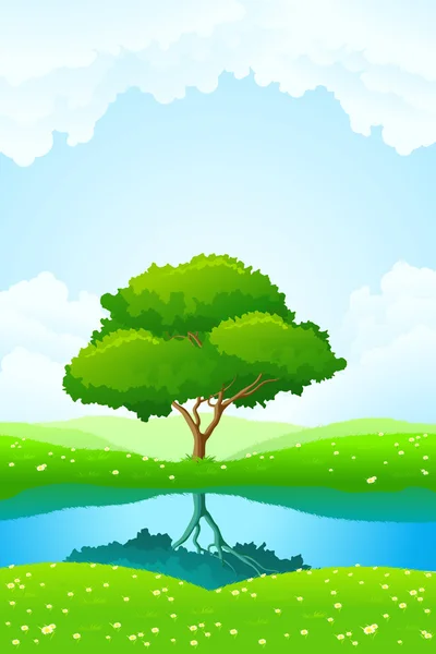 Green tree background — Stock Vector