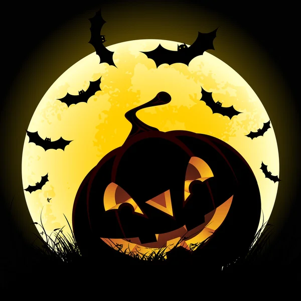 Хэллоуин фон с тыквой и луной — стоковый вектор