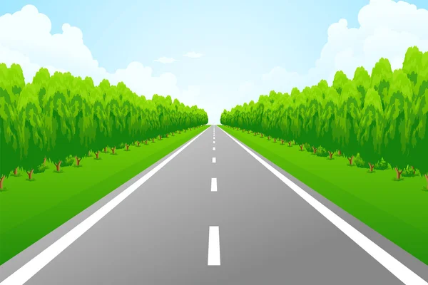 Route avec arbres — Image vectorielle