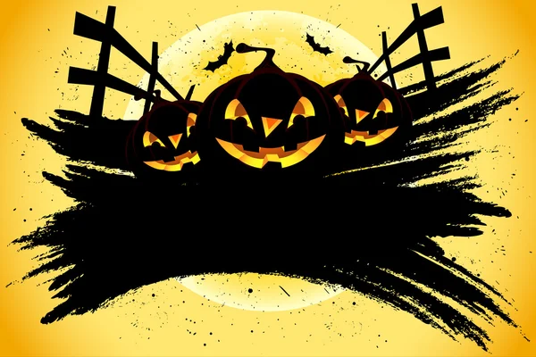 Grungy Halloween fundo com abóboras e morcegos — Vetor de Stock