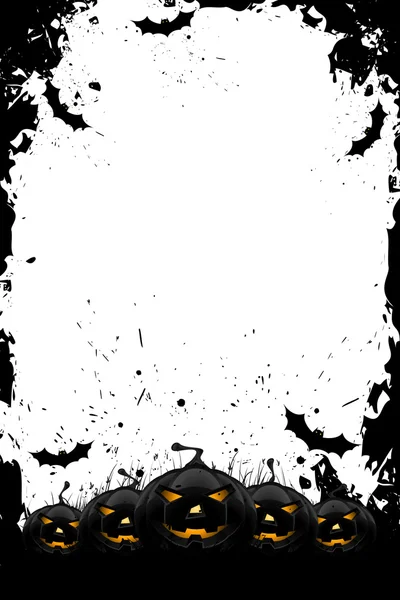 Grungy Halloween Frame avec citrouilles et chauves-souris — Image vectorielle