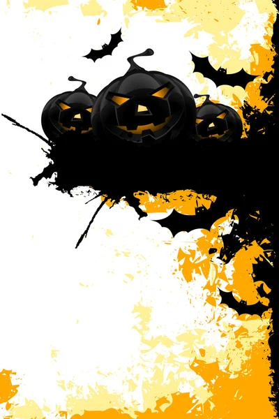 Grungy Halloween background with pumpkins and bats — Stock Vector