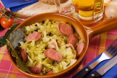 Sauerkraut with sausage clipart