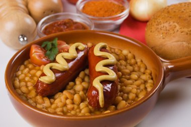 Sausage and beans clipart