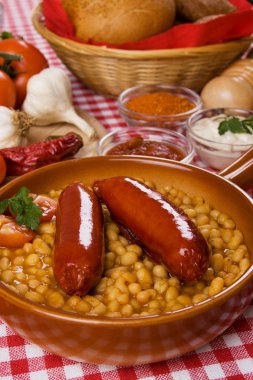 Sausage and beans clipart