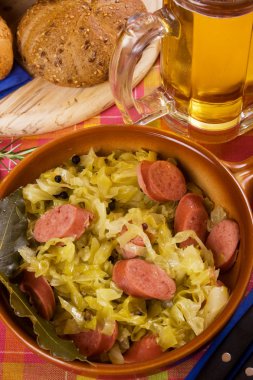 Sauerkraut with sausage clipart