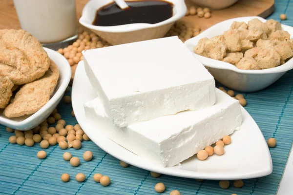 Tofu con altri prodotti a base di soia — Foto Stock